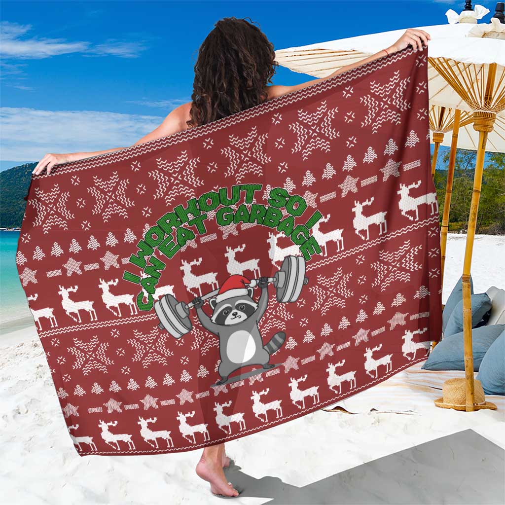 I Workout So I Can Eat Garbage Christmas Design Sarong Xmas Holiday Patterns - Wonder Print Shop