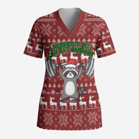 I Workout So I Can Eat Garbage Christmas Design Scrub Top Xmas Holiday Patterns - Wonder Print Shop
