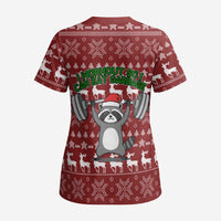 I Workout So I Can Eat Garbage Christmas Design Scrub Top Xmas Holiday Patterns - Wonder Print Shop