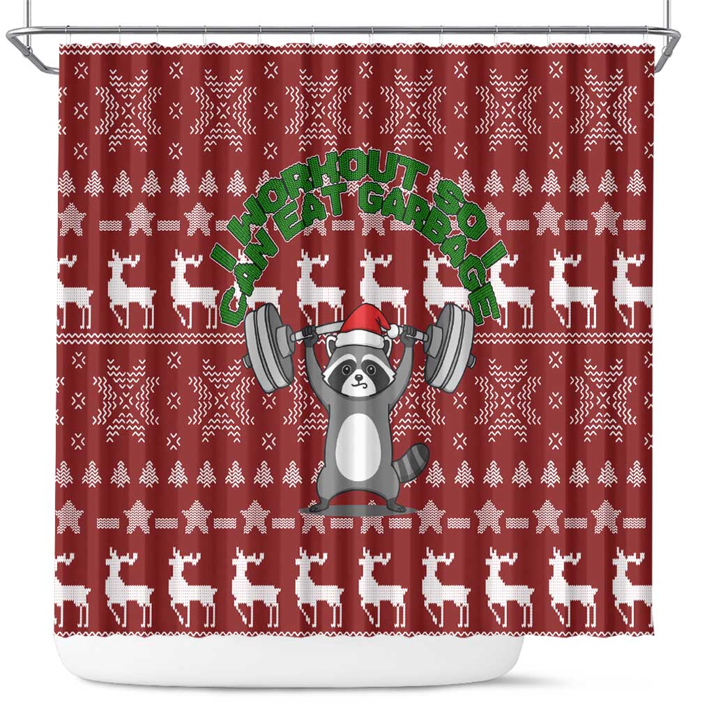 I Workout So I Can Eat Garbage Christmas Design Shower Curtain Xmas Holiday Patterns - Wonder Print Shop