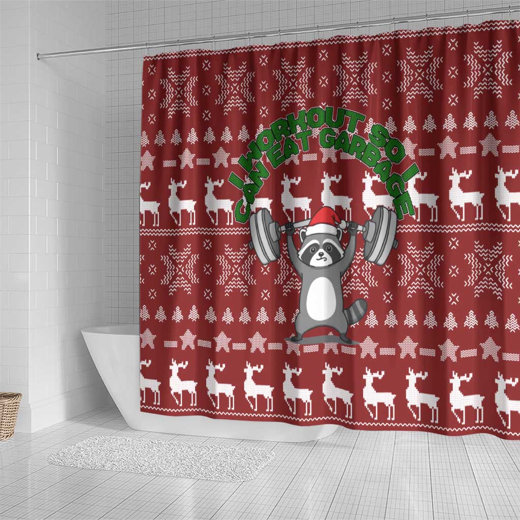 I Workout So I Can Eat Garbage Christmas Design Shower Curtain Xmas Holiday Patterns - Wonder Print Shop