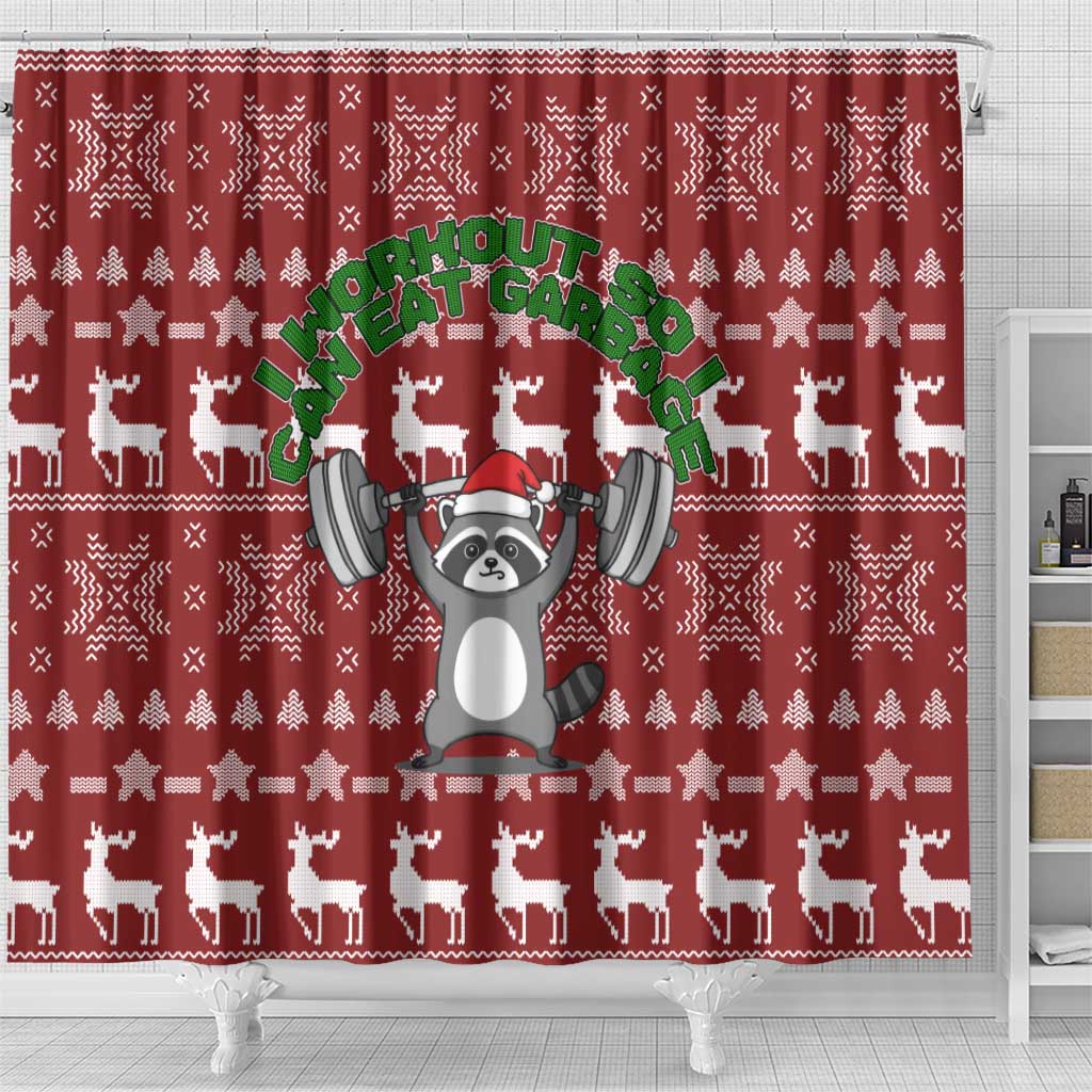 I Workout So I Can Eat Garbage Christmas Design Shower Curtain Xmas Holiday Patterns - Wonder Print Shop