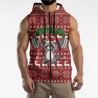 I Workout So I Can Eat Garbage Christmas Design Sleeveless Zip Hoodie Xmas Holiday Patterns - Wonder Print Shop