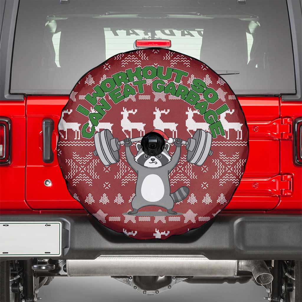 I Workout So I Can Eat Garbage Christmas Design Spare Tire Cover Xmas Holiday Patterns - Wonder Print Shop