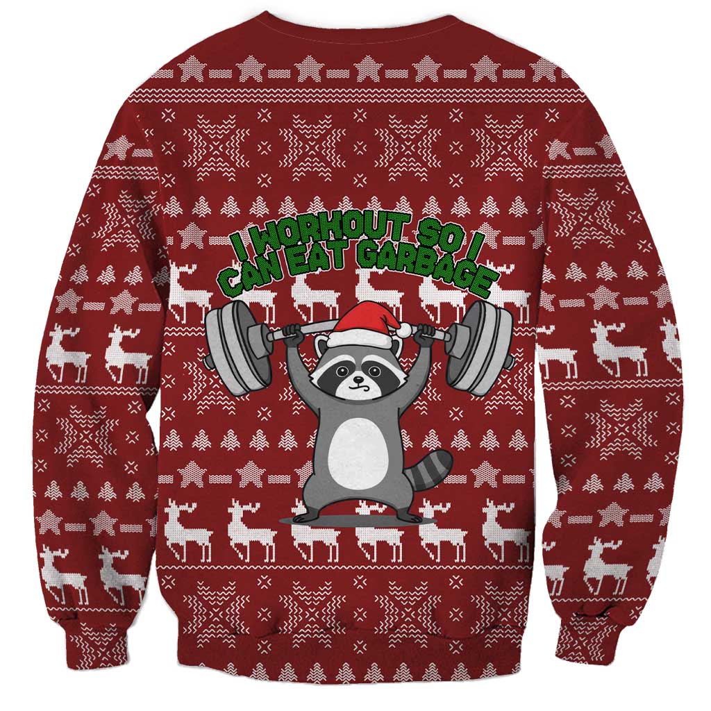 I Workout So I Can Eat Garbage Christmas Design Sweatshirt Xmas Holiday Patterns - Wonder Print Shop