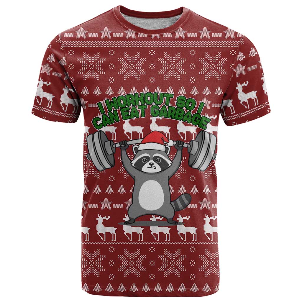 I Workout So I Can Eat Garbage Christmas Design T Shirt Xmas Holiday Patterns - Wonder Print Shop