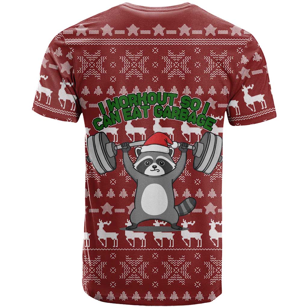 I Workout So I Can Eat Garbage Christmas Design T Shirt Xmas Holiday Patterns - Wonder Print Shop