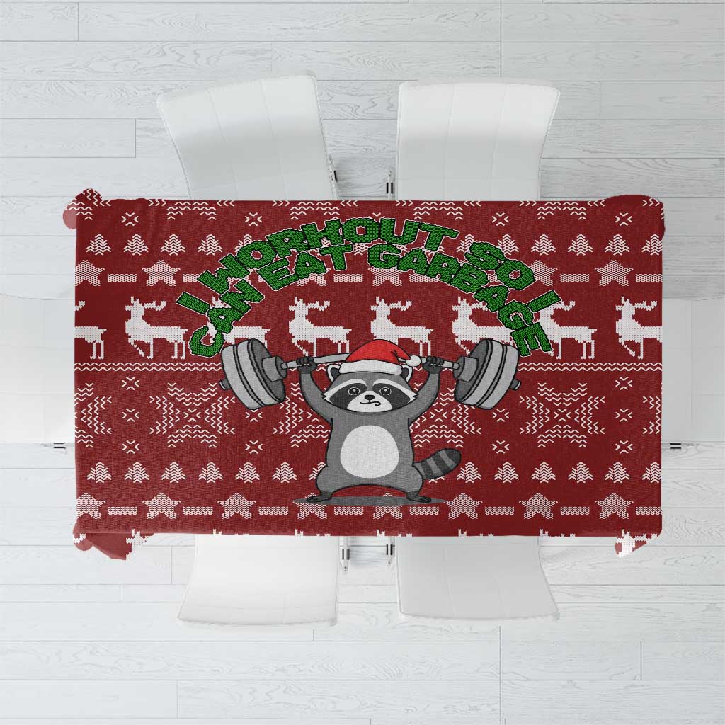 I Workout So I Can Eat Garbage Christmas Design Tablecloth Xmas Holiday Patterns - Wonder Print Shop