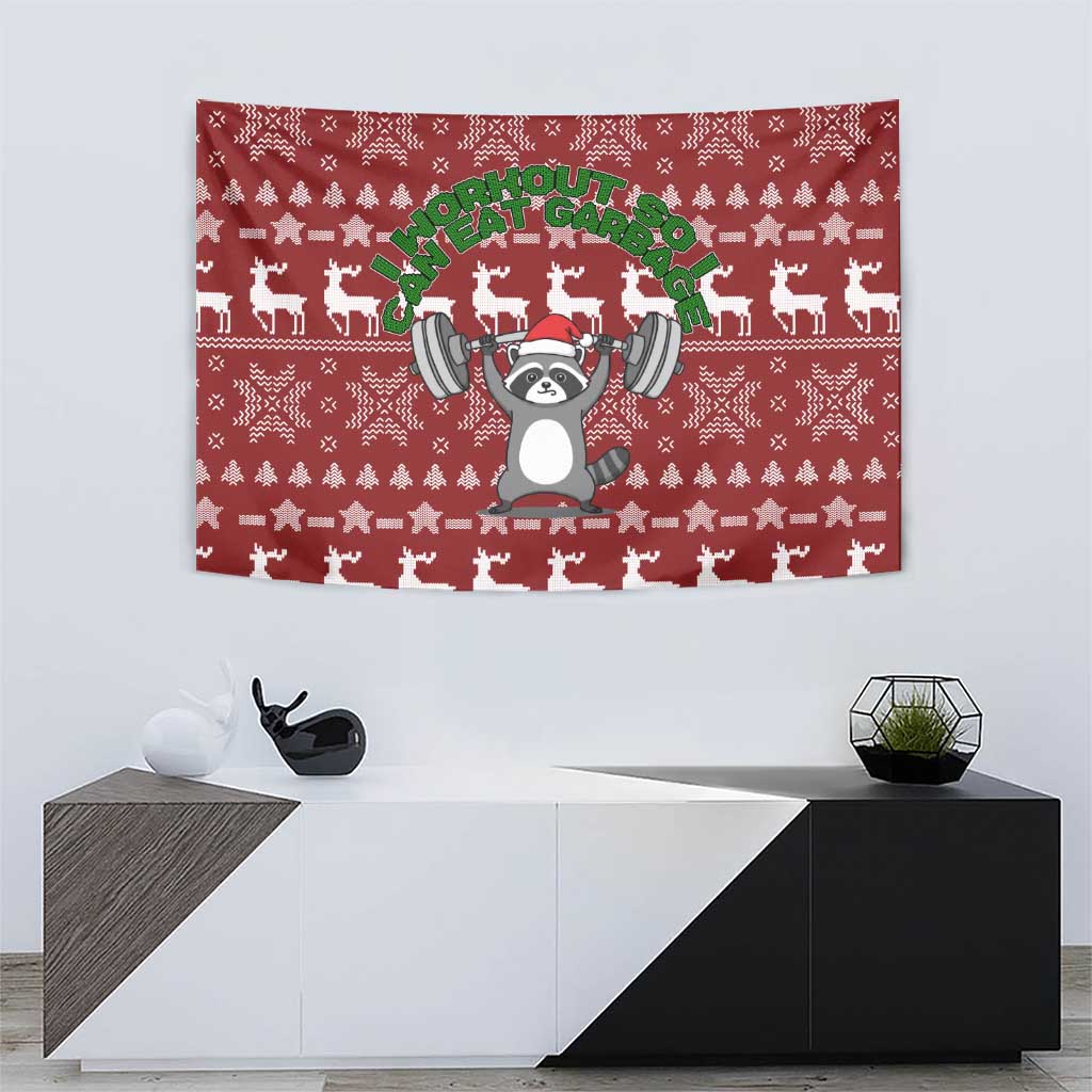 I Workout So I Can Eat Garbage Christmas Design Tapestry Xmas Holiday Patterns - Wonder Print Shop