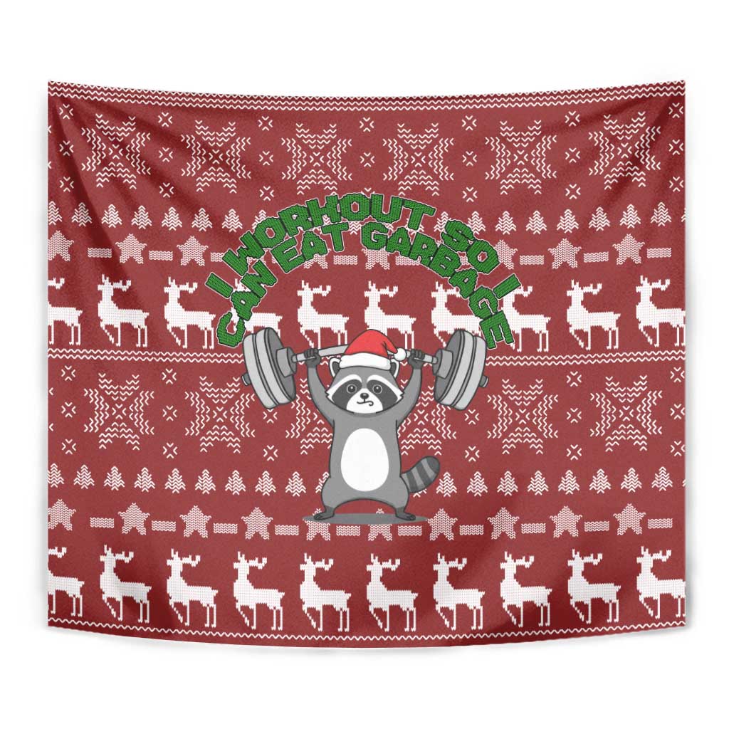 I Workout So I Can Eat Garbage Christmas Design Tapestry Xmas Holiday Patterns - Wonder Print Shop
