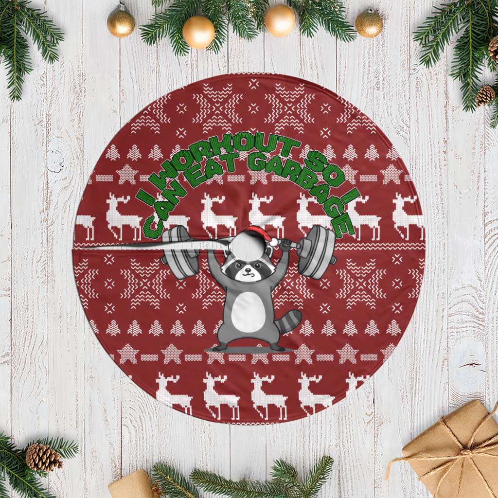 I Workout So I Can Eat Garbage Christmas Design Tree Skirt Xmas Holiday Patterns - Wonder Print Shop