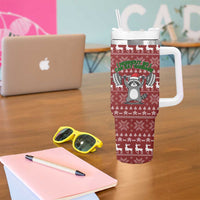 I Workout So I Can Eat Garbage Christmas Design Tumbler With Handle Xmas Holiday Patterns - Wonder Print Shop