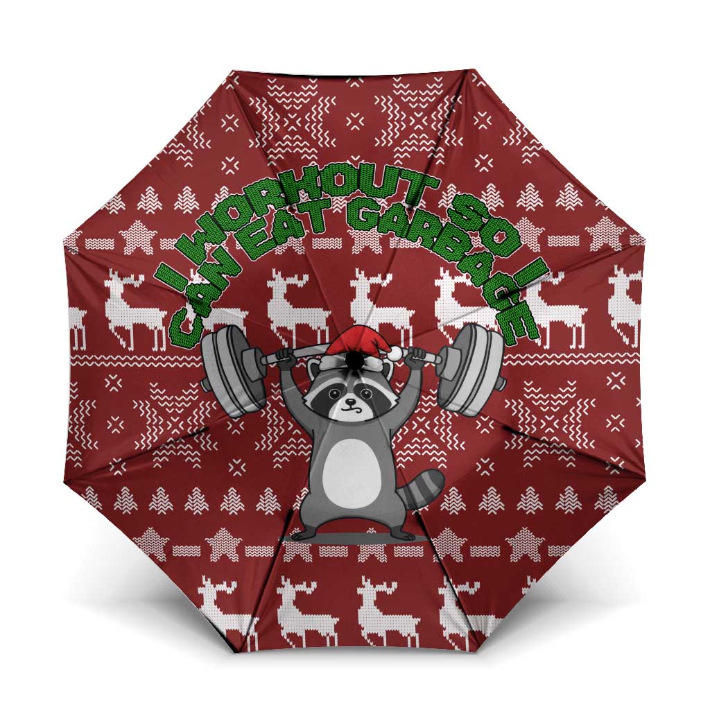 I Workout So I Can Eat Garbage Christmas Design Umbrella Xmas Holiday Patterns - Wonder Print Shop