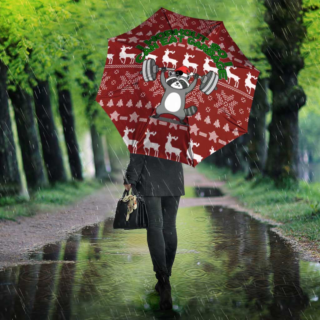 I Workout So I Can Eat Garbage Christmas Design Umbrella Xmas Holiday Patterns - Wonder Print Shop