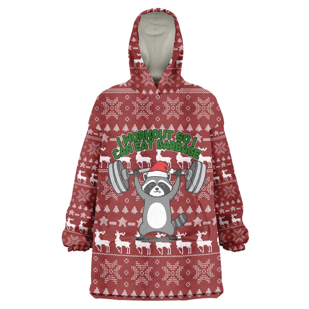 I Workout So I Can Eat Garbage Christmas Design Wearable Blanket Hoodie Xmas Holiday Patterns - Wonder Print Shop