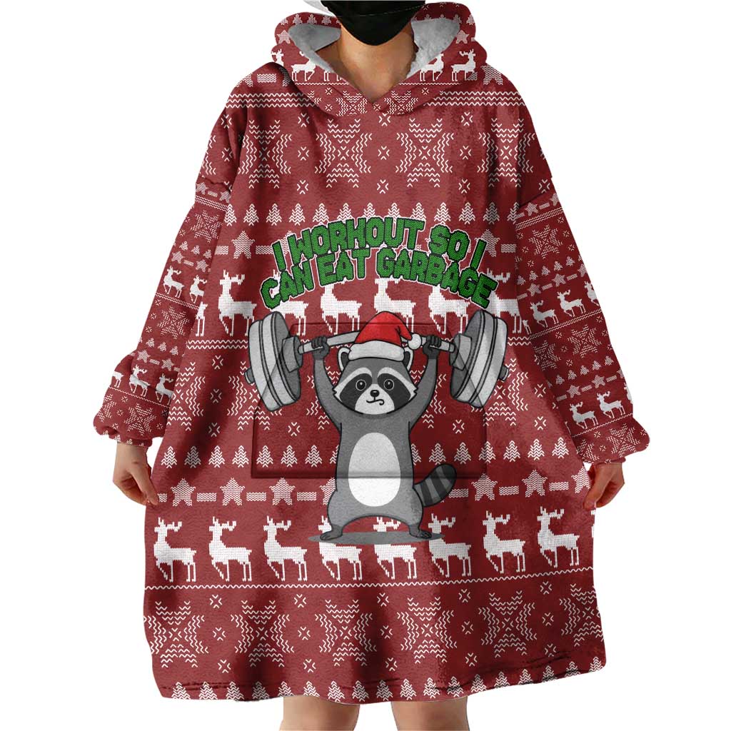 I Workout So I Can Eat Garbage Christmas Design Wearable Blanket Hoodie Xmas Holiday Patterns - Wonder Print Shop