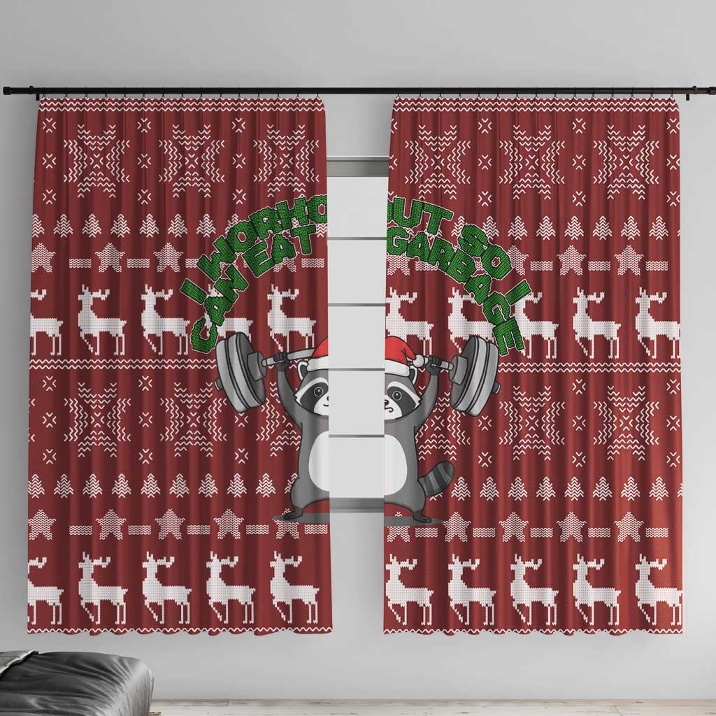 I Workout So I Can Eat Garbage Christmas Design Window Curtain Xmas Holiday Patterns - Wonder Print Shop