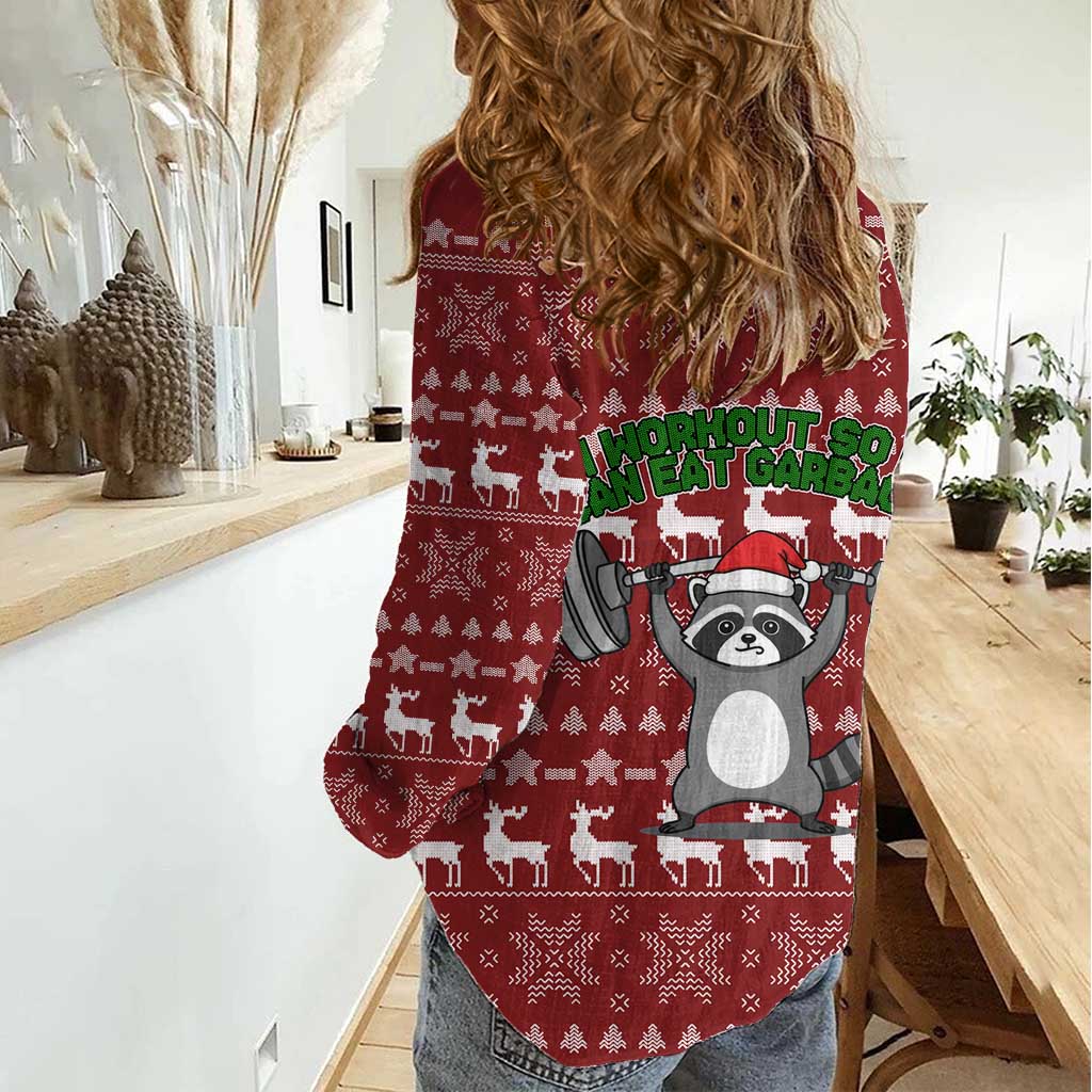 I Workout So I Can Eat Garbage Christmas Design Women Casual Shirt Xmas Holiday Patterns - Wonder Print Shop