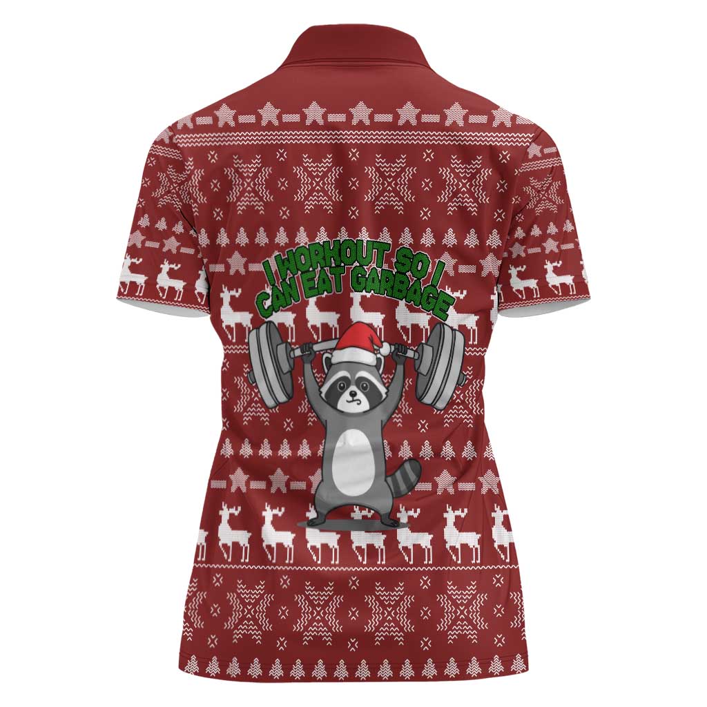 I Workout So I Can Eat Garbage Christmas Design Women Polo Shirt Xmas Holiday Patterns - Wonder Print Shop