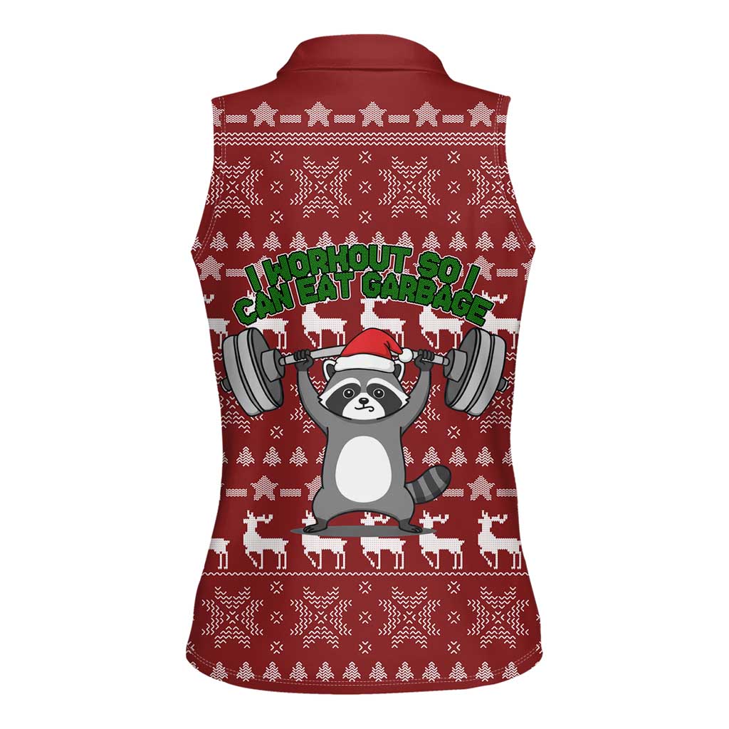 I Workout So I Can Eat Garbage Christmas Design Women Sleeveless Polo Shirt Xmas Holiday Patterns - Wonder Print Shop