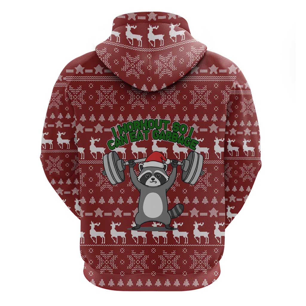 I Workout So I Can Eat Garbage Christmas Design Zip Hoodie Xmas Holiday Patterns - Wonder Print Shop