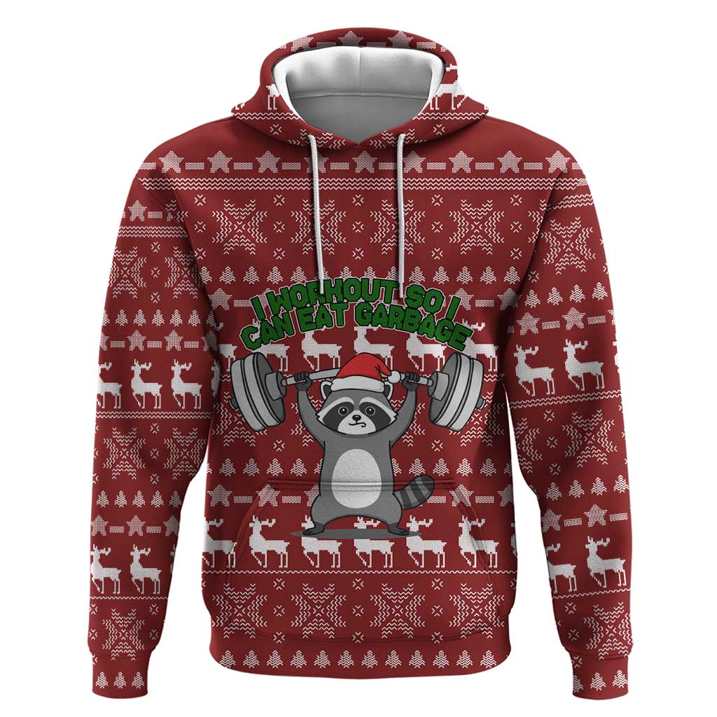 I Workout So I Can Eat Garbage Christmas Design Zip Hoodie Xmas Holiday Patterns - Wonder Print Shop