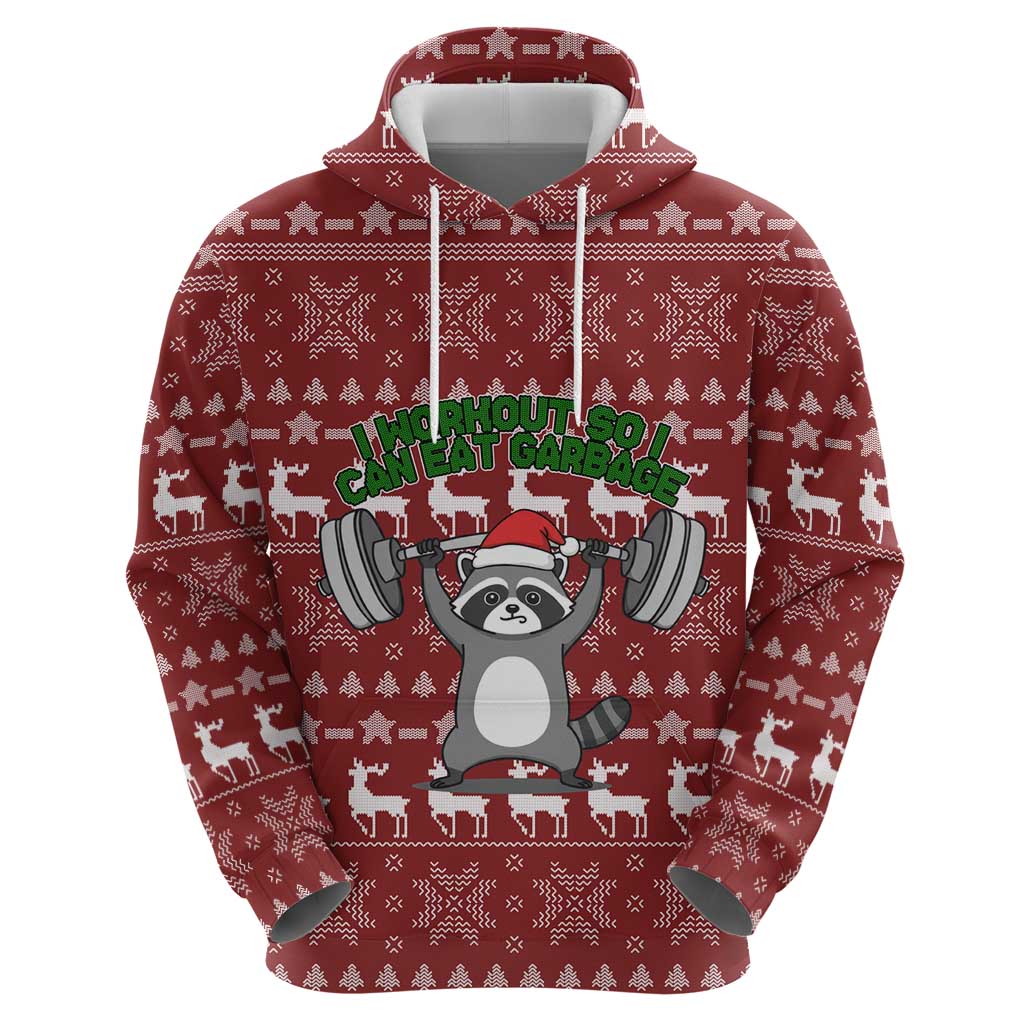 I Workout So I Can Eat Garbage Christmas Design Zip Hoodie Xmas Holiday Patterns - Wonder Print Shop