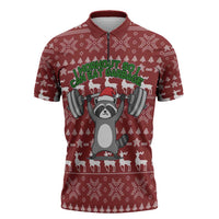 I Workout So I Can Eat Garbage Christmas Design Zipper Polo Shirt Xmas Holiday Patterns - Wonder Print Shop