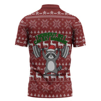 I Workout So I Can Eat Garbage Christmas Design Zipper Polo Shirt Xmas Holiday Patterns - Wonder Print Shop