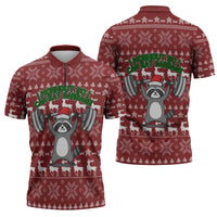 I Workout So I Can Eat Garbage Christmas Design Zipper Polo Shirt Xmas Holiday Patterns - Wonder Print Shop