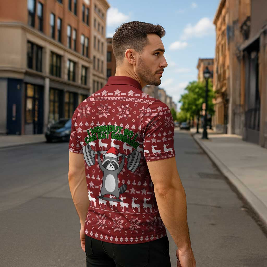 I Workout So I Can Eat Garbage Christmas Design Zipper Polo Shirt Xmas Holiday Patterns - Wonder Print Shop