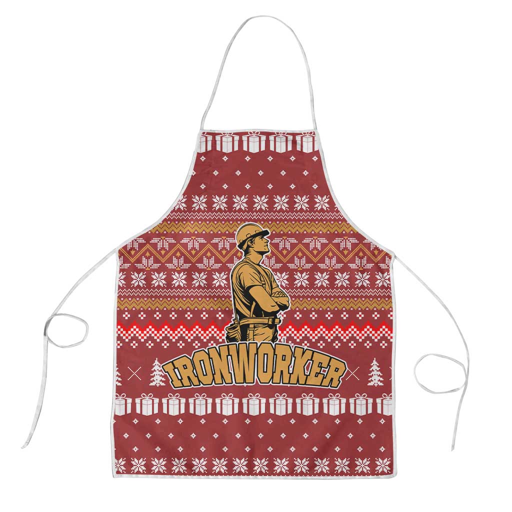 Christmas Ironworker American Flag Apron Xmas Holiday Patterns - Wonder Print Shop