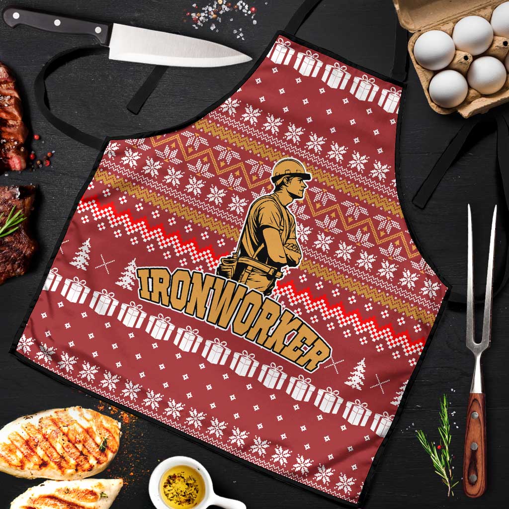Christmas Ironworker American Flag Apron Xmas Holiday Patterns - Wonder Print Shop