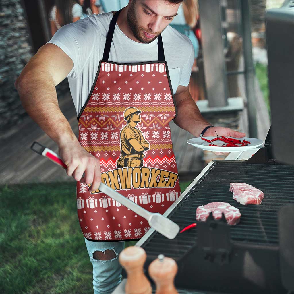 Christmas Ironworker American Flag Apron Xmas Holiday Patterns - Wonder Print Shop