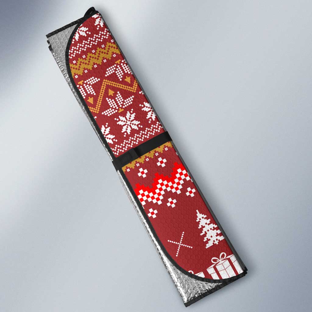 Christmas Ironworker American Flag Auto Sun Shade Xmas Holiday Patterns - Wonder Print Shop
