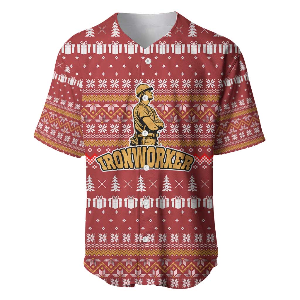 Christmas Ironworker American Flag Baseball Jersey Xmas Holiday Patterns - Wonder Print Shop