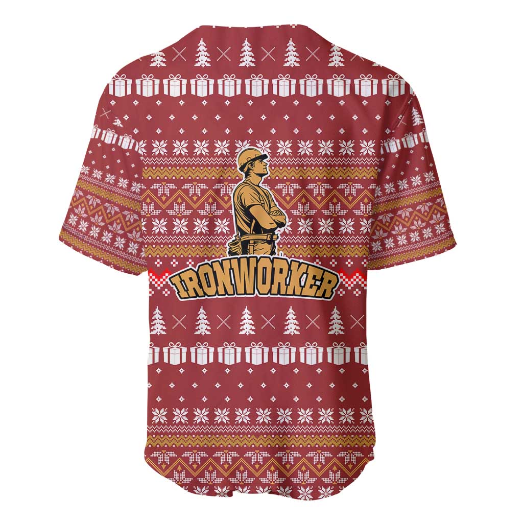 Christmas Ironworker American Flag Baseball Jersey Xmas Holiday Patterns - Wonder Print Shop