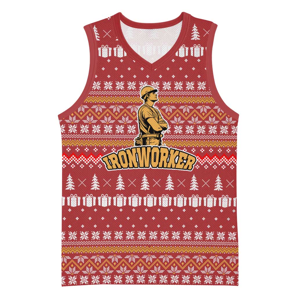 Christmas Ironworker American Flag Basketball Jersey Xmas Holiday Patterns - Wonder Print Shop