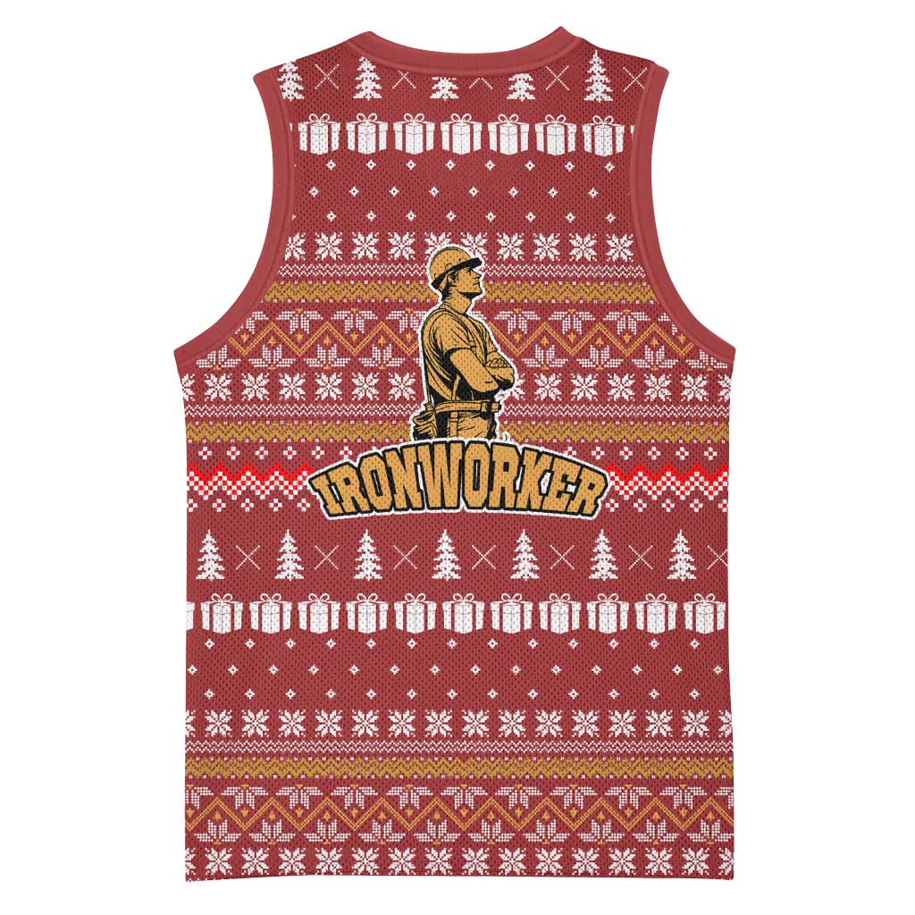 Christmas Ironworker American Flag Basketball Jersey Xmas Holiday Patterns - Wonder Print Shop