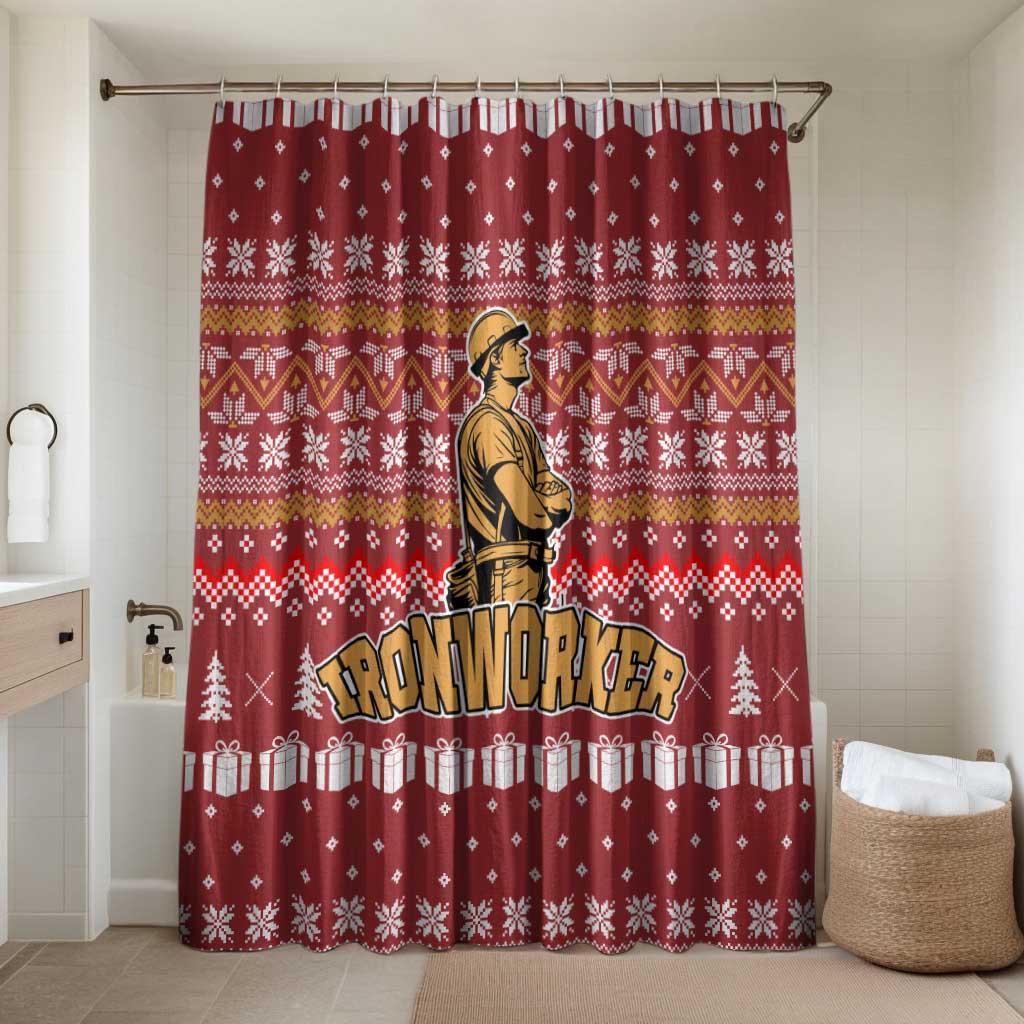 Christmas Ironworker American Flag Bathroom Set Xmas Holiday Patterns - Wonder Print Shop