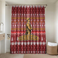 Christmas Ironworker American Flag Bathroom Set Xmas Holiday Patterns - Wonder Print Shop