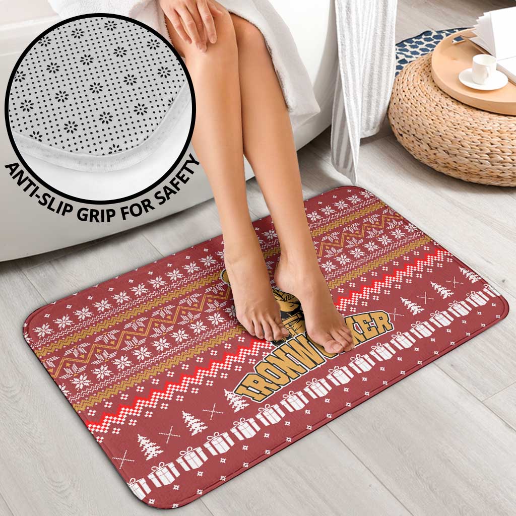 Christmas Ironworker American Flag Bathroom Set Xmas Holiday Patterns - Wonder Print Shop