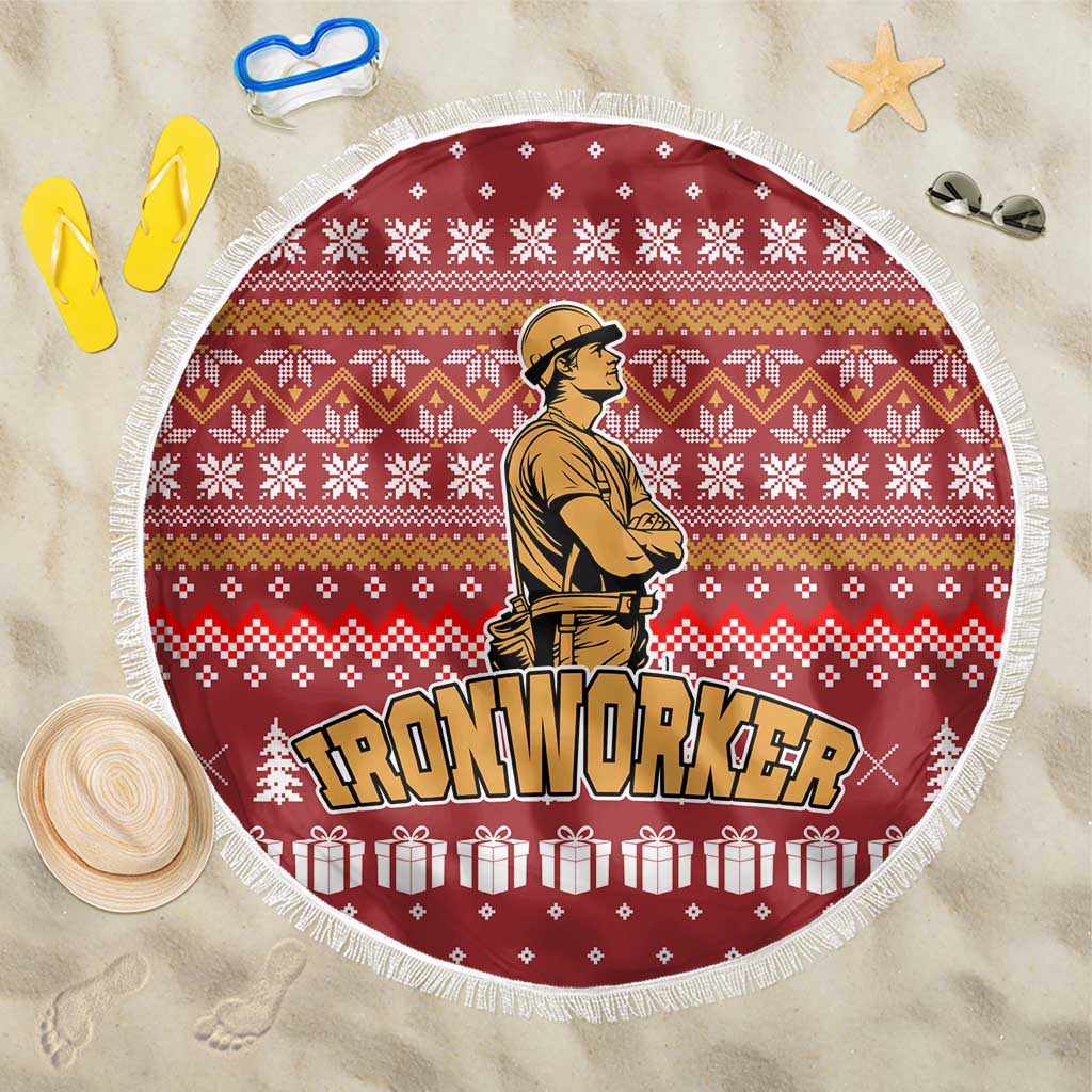 Christmas Ironworker American Flag Beach Blanket Xmas Holiday Patterns - Wonder Print Shop