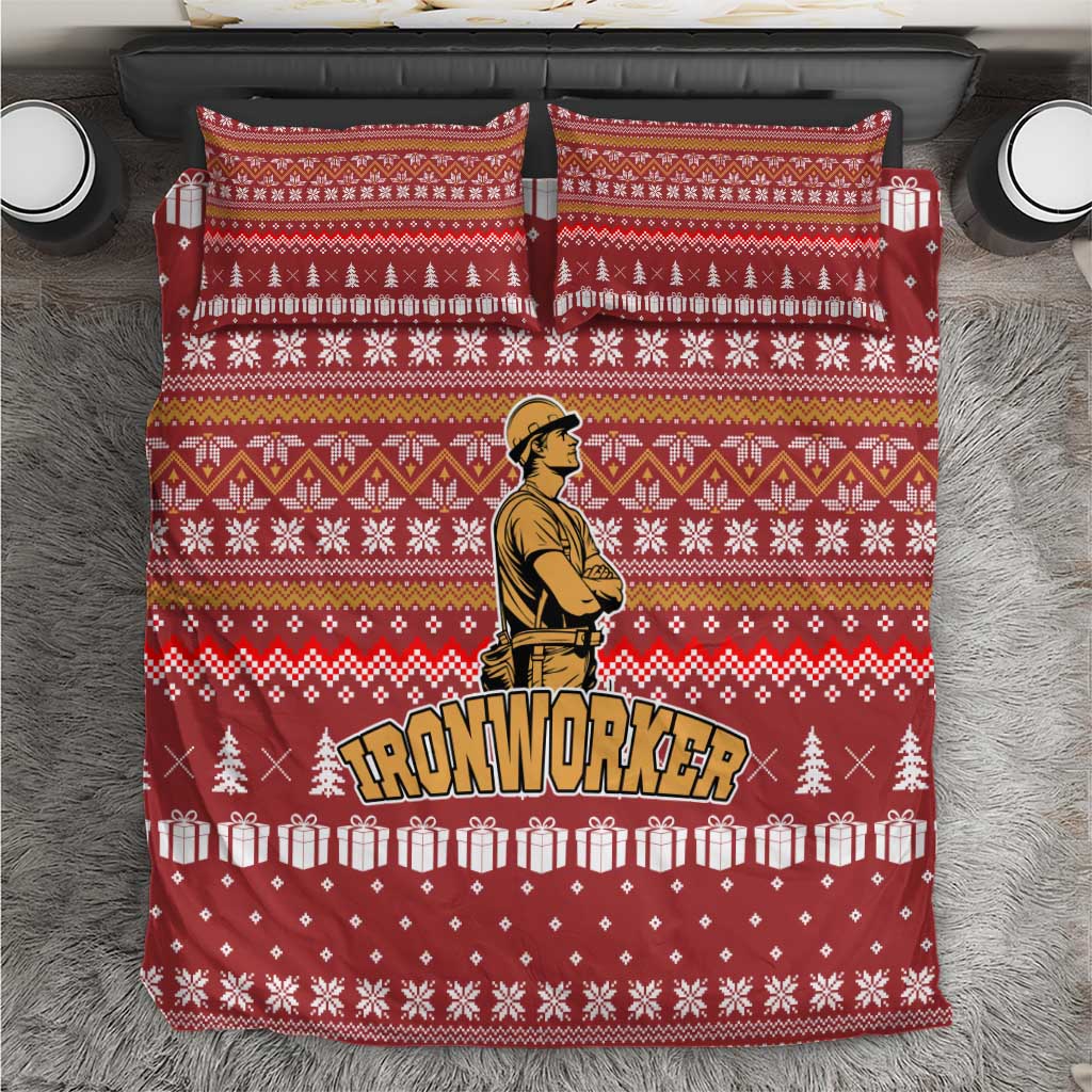 Christmas Ironworker American Flag Bedding Set Xmas Holiday Patterns - Wonder Print Shop