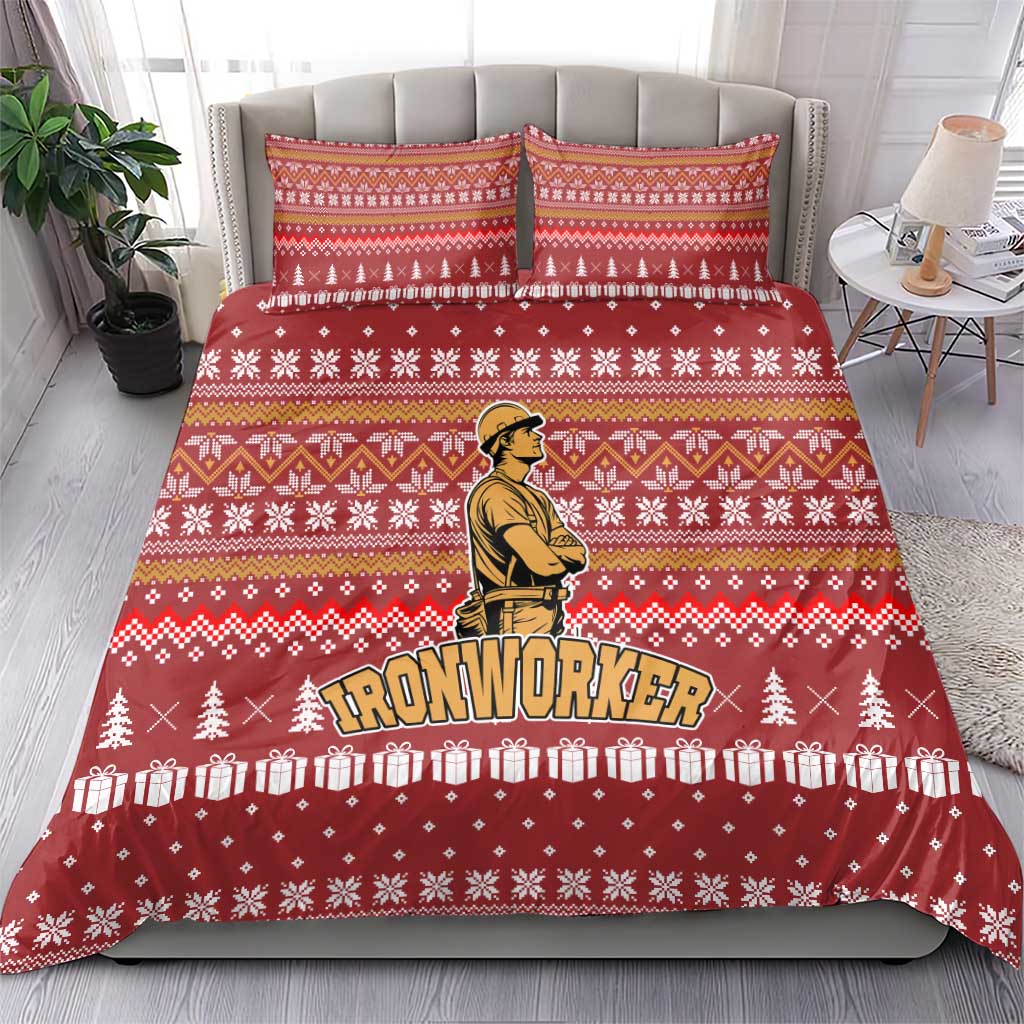 Christmas Ironworker American Flag Bedding Set Xmas Holiday Patterns - Wonder Print Shop