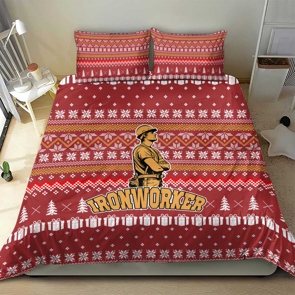 Christmas Ironworker American Flag Bedding Set Xmas Holiday Patterns - Wonder Print Shop