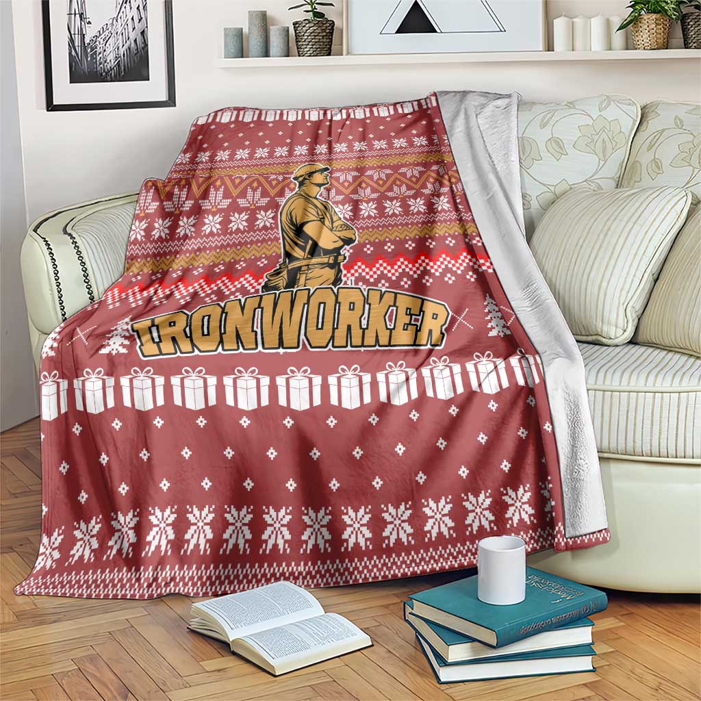 Christmas Ironworker American Flag Blanket Xmas Holiday Patterns - Wonder Print Shop