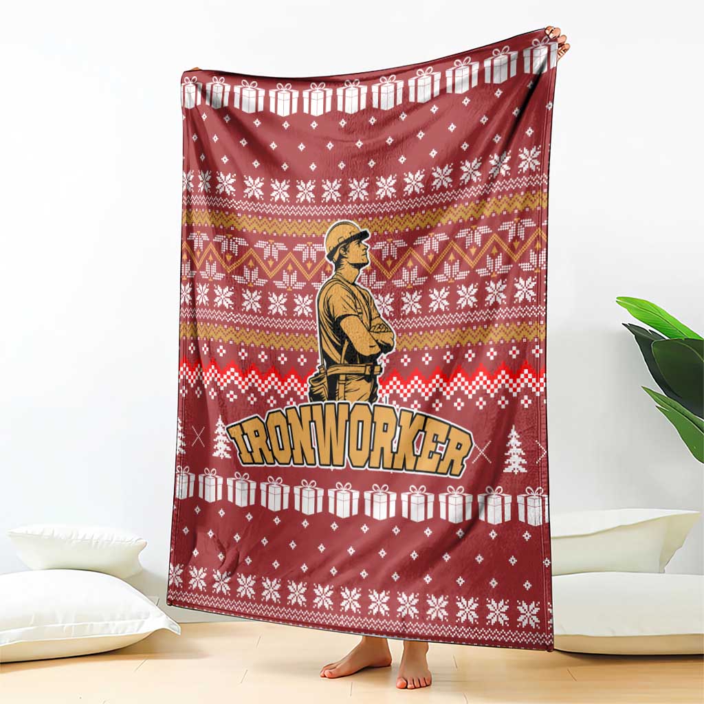 Christmas Ironworker American Flag Blanket Xmas Holiday Patterns - Wonder Print Shop