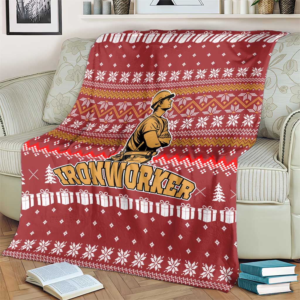 Christmas Ironworker American Flag Blanket Xmas Holiday Patterns - Wonder Print Shop