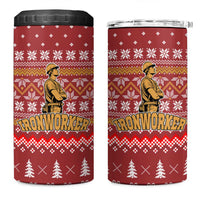 Christmas Ironworker American Flag 4 in 1 Can Cooler Tumbler Xmas Holiday Patterns - Wonder Print Shop